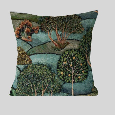 Poszewka Gobelinowa 45x45cm Sad Zielona Niebieska PolDesign