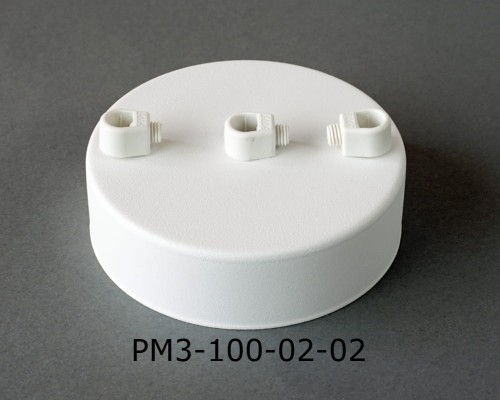 Przejdź do produktu Podsufitka metalowa 3 otwory 100mm kolor biały + biały hamulec