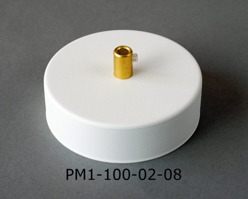 Przejdź do produktu Podsufitka metalowa 1 otwór 100mm kolor biały + mosiądz