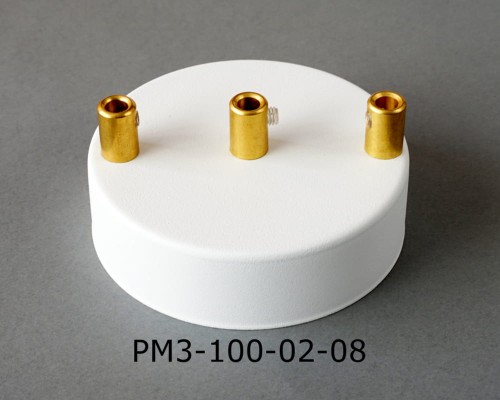 Przejdź do produktu Podsufitka metalowa 3 otwory 100mm kolor biały + mosiądz