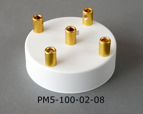 Przejdź do produktu Podsufitka metalowa 5 otworów 100mm kolor biały + mosiądz