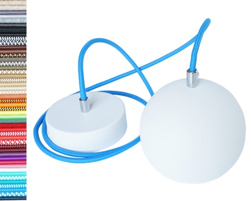 Przejdź do produktu Lampa wisząca kula 12cm biała 0207 turkusowa niebieska