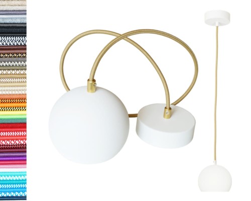 Przejdź do produktu Lampa wisząca kula 12cm biała 0208 złota