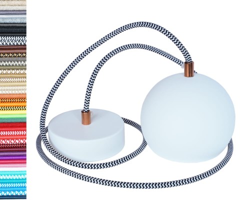 Przejdź do produktu Lampa wisząca kula 12cm biała 0209 miedziana