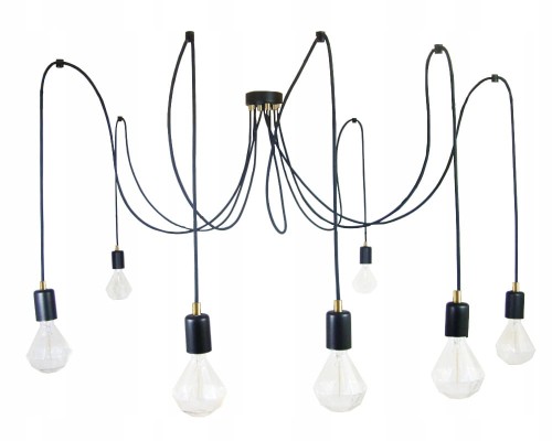Przejdź do produktu Lampa pająk 7 czarna 0108-23 złota US-01