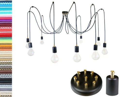 Przejdź do produktu Lampa pająk 9 czarna 0108-23 z mosiądzem US-01