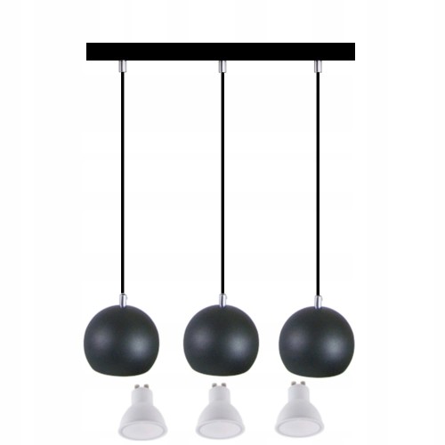 Przejdź do produktu Lampa wisząca kula 3X12cmczarna + chrom + 3 GU10