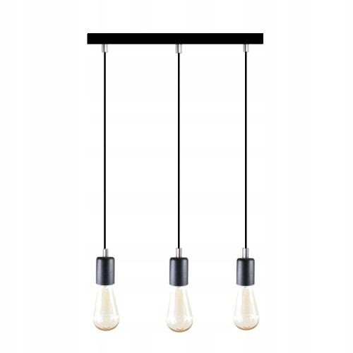 Przejdź do produktu Lampa wisząca sufitowa linea ogm - 3 czarna chrom E27