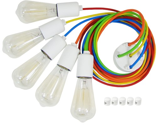 Przejdź do produktu Lampa wisząca pająk 5 biała multikolor