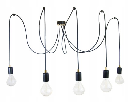 Przejdź do produktu Lampa wisząca sufitowa pająk 5 czarna z mosiądzem