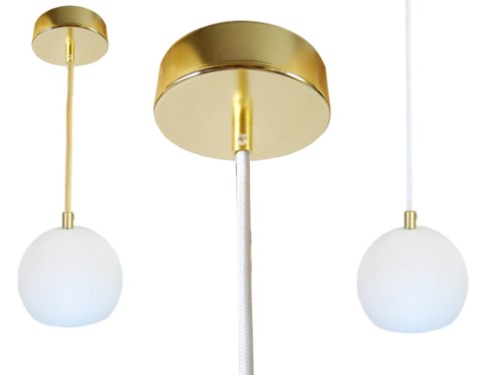 Przejdź do produktu Lampa wisząca kula 120mm metalowa z żarówką biała