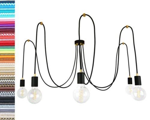 Przejdź do produktu Lampa wisząca pająk 5  0108 czarna US-08
