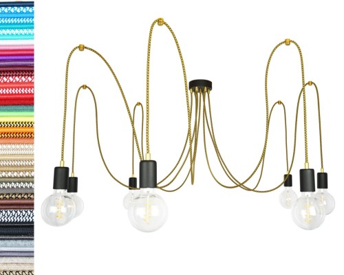 Przejdź do produktu Lampa pająk 7 czarna 0108-58 złoto czarna US-08