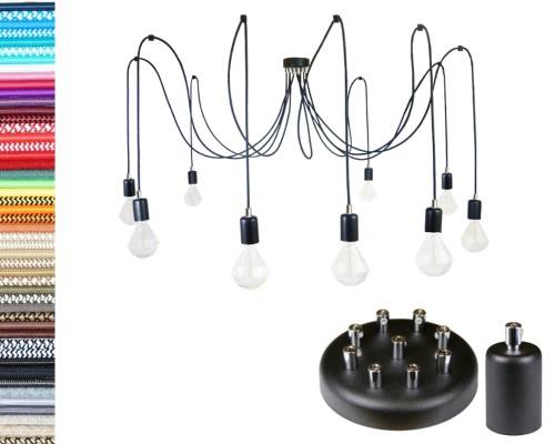 Przejdź do produktu Lampa pająk 9 czarna 0107-23 z chromem US-01