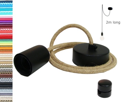 Przejdź do produktu Lampa zwis pojedynczy 0101 czarna juta 2m