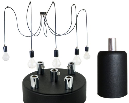 Przejdź do produktu Lampa pająk 5 czarna z chromem 0107-23 US-01