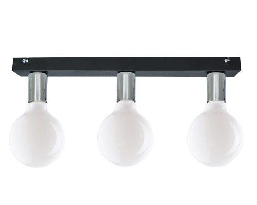 Przejdź do produktu Lampa  sufitowa kinkiet czarna chrom srebrna E27 Cleo 3-0107