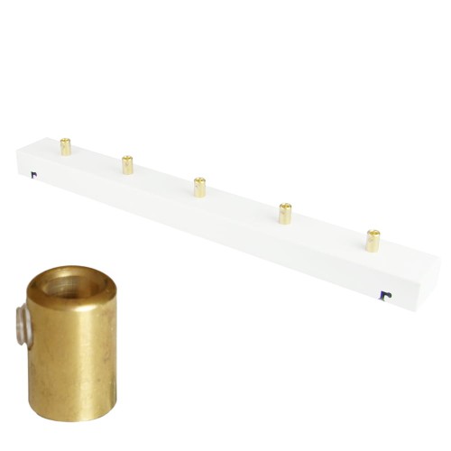Przejdź do produktu Podsufitka do lampy 50cm 5 otworów biała matowa + mosiądz