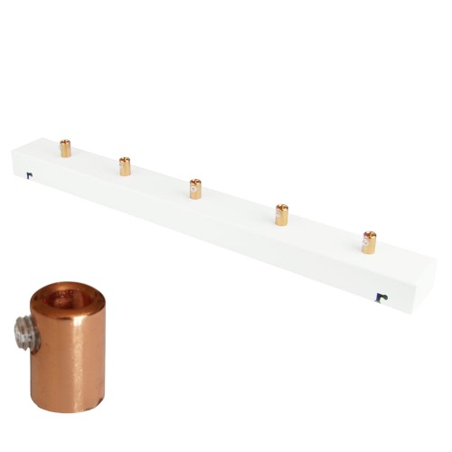Przejdź do produktu Podsufitka do lampy 50cm 5 otworów biała matowa + miedź