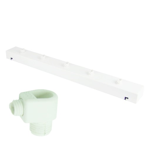 Przejdź do produktu Podsufitka do lampy 50cm 5 otworów biała matowa + biały hamulec