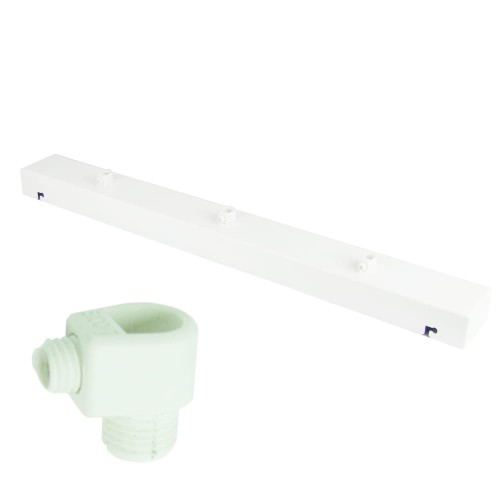 Przejdź do produktu Podsufitka do lampy 50cm 3 otwory biała matowa + biały hamulec