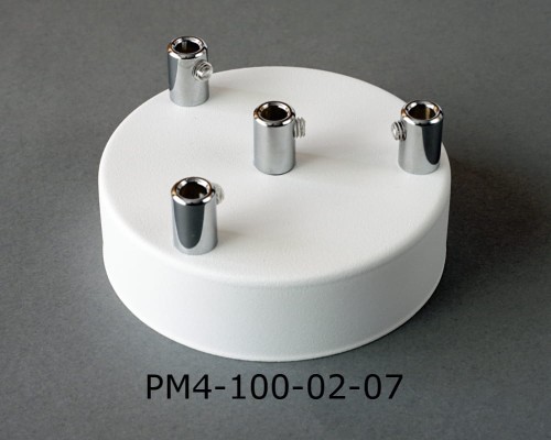 Przejdź do produktu Podsufitka metalowa 4 otwory 100mm kolor biały + chrom (1)