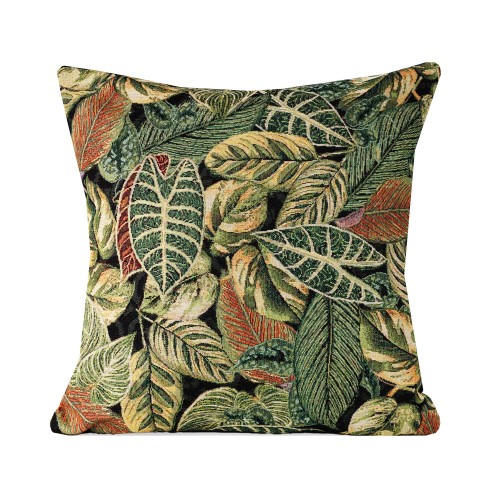 Przejdź do produktu Poszewka Gobelinowa 45x45 DŻUNGLA liście zielona aksamitna PolDesign