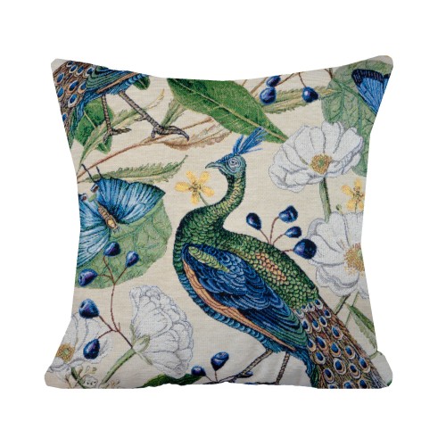 Przejdź do produktu Poduszka gobelinowa 60x60 cm Pawi Ecru Kwiaty Jasna PolDesign