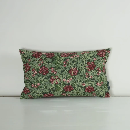 Poszewka 40x80 cm bawełniana HOYA zielona w kwiaty różowe