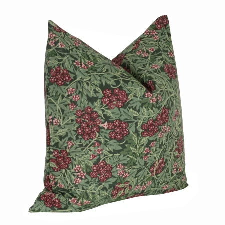 Poszewka 40x40 cm bawełniana HOYA zielona w kwiaty różowe