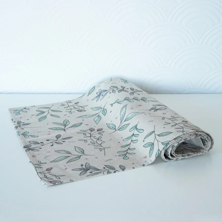 Bieżnik LIŚCIE skandynawski 140cm Lniany wygląd bawełniany PolDesign