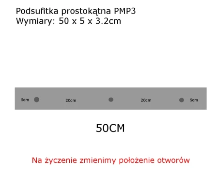 Podsufitka czarna prostokątna maskownica sufitowa 50cm 3 otwory +07