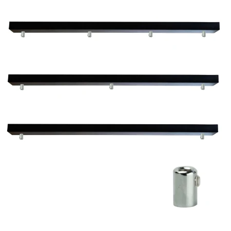 Podsufitka czarna prostokątna maskownica sufitowa 115cm 2 otwory + chrom 07
