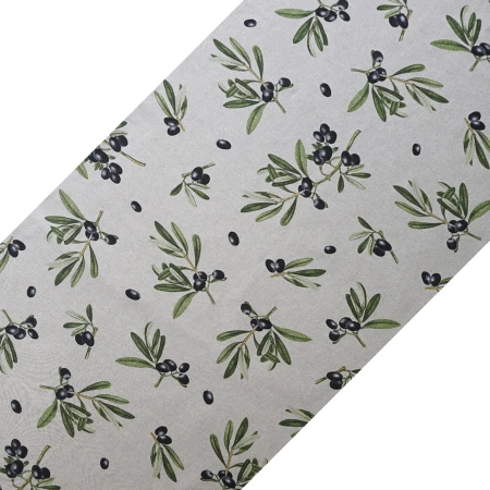 Bieżnik bawełniany 220cm OLIWKI CZARNE lniany look śródziemnomorski PolDesign