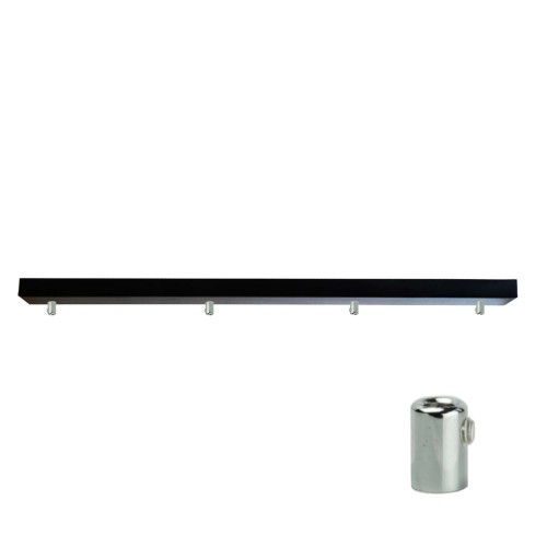 Przejdź do produktu Podsufitka czarna prostokątna maskownica sufitowa 115cm 4 otwory + chrom 07