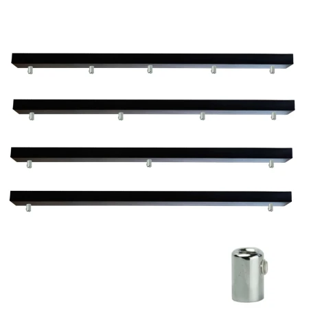 Podsufitka czarna prostokątna maskownica sufitowa 115cm 5 otworów + chrom 07