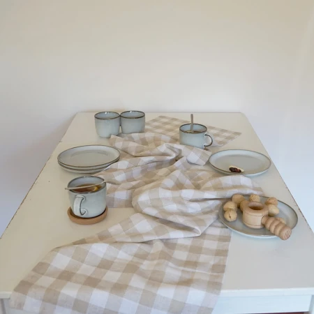 Bieżnik 120cm KRATA lniany styl skandynawski beżowy