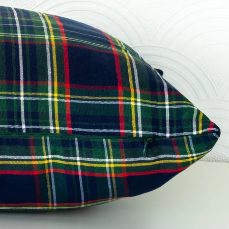 Poszewka Świąteczna Poduszka Granatowa krata Poduszka 40x40 Boże Narodzenie Poldesign