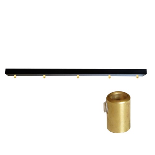 Przejdź do produktu Podsufitka do lampy 115cm 5 otworów czarna + 08 mosiądz
