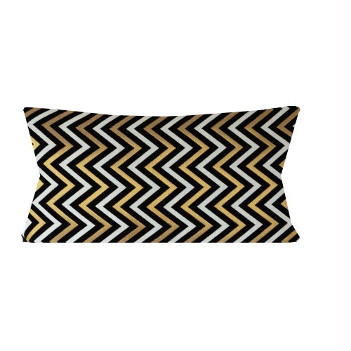 Przejdź do produktu Poduszka 30x60cm Czarna Złota Biała Zig-Zac Gobelinowa Poduszka PolDesign