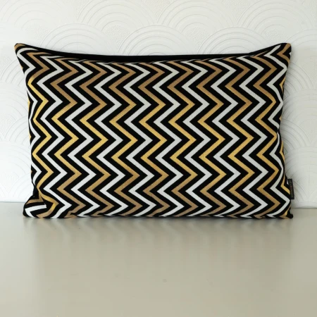 Poduszka Świąteczna 40x60cm Czarna Złota Zig-Zac PolDesign