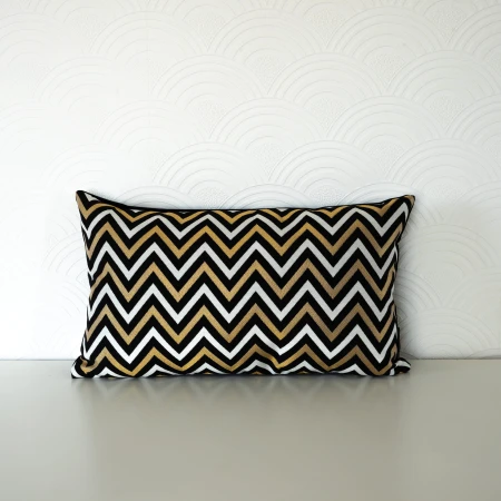 Poszewka złota 30x50cm Czarna Złota Poduszka Świąteczna Zig-Zac PolDesign