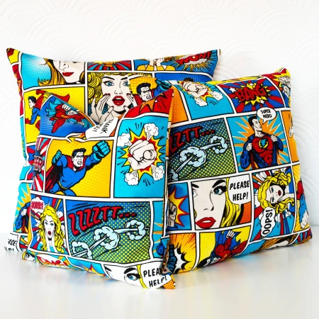 POSZEWKA 40X40 CM KOMIKS SUPERMAN KOLOROWA MŁODZIEŻOWA NIEBIESKA CZERWONA