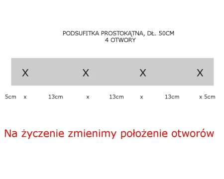 Podsufitka biała prostokątna maskownica sufitowa 50cm 4 otwory +07