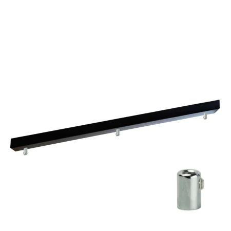 Podsufitka czarna prostokątna maskownica sufitowa 80cm 3 otwory + 07 chrom