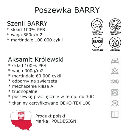 Poszewka 45x45cm BARRY OLIWKA aksamitna dekoracyjna ozdobna