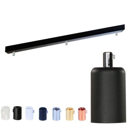 Podsufitka czarna prostokątna maskownica sufitowa 80cm 3 otwory + 07 chrom