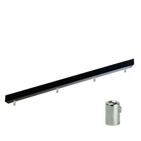 Podsufitka czarna prostokątna maskownica sufitowa 80cm 4 otwory + 07 chrom