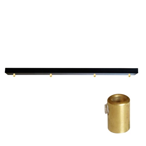 Przejdź do produktu Podsufitka do lampy 80cm 4 otwory czarna + 08 mosiądz