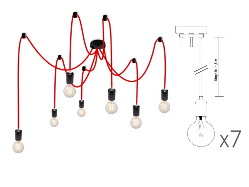 Przejdź do produktu Czarna Lampa 7 Spider Lamp 0101-13 redUS-01